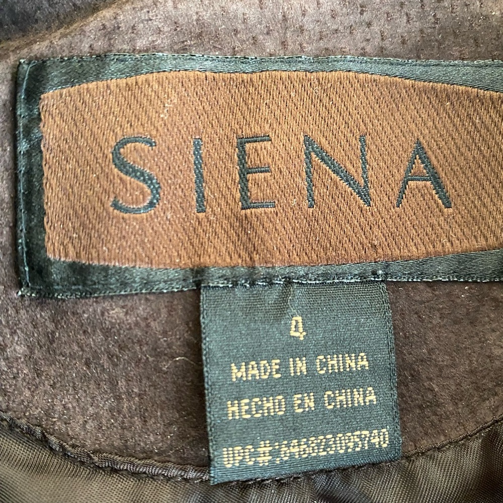 Siena Suede Jacket Womans Size 4 Brown Leather 2 Button Pockets Y2K Vintage - Picture 5 of 16